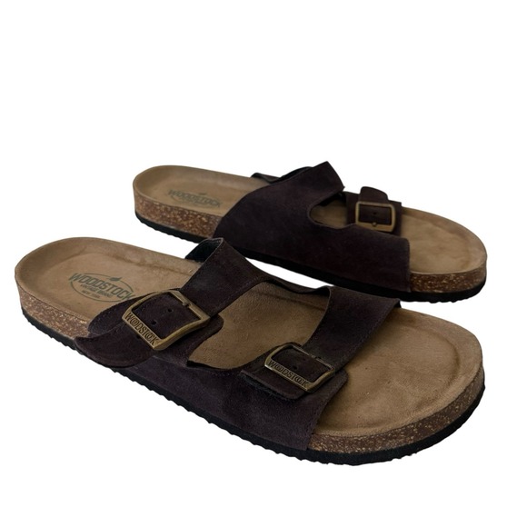 Woodstock Vintage Brand Bert Brown Leather Double  Strap Sandals 11M #S2 - Picture 1 of 7